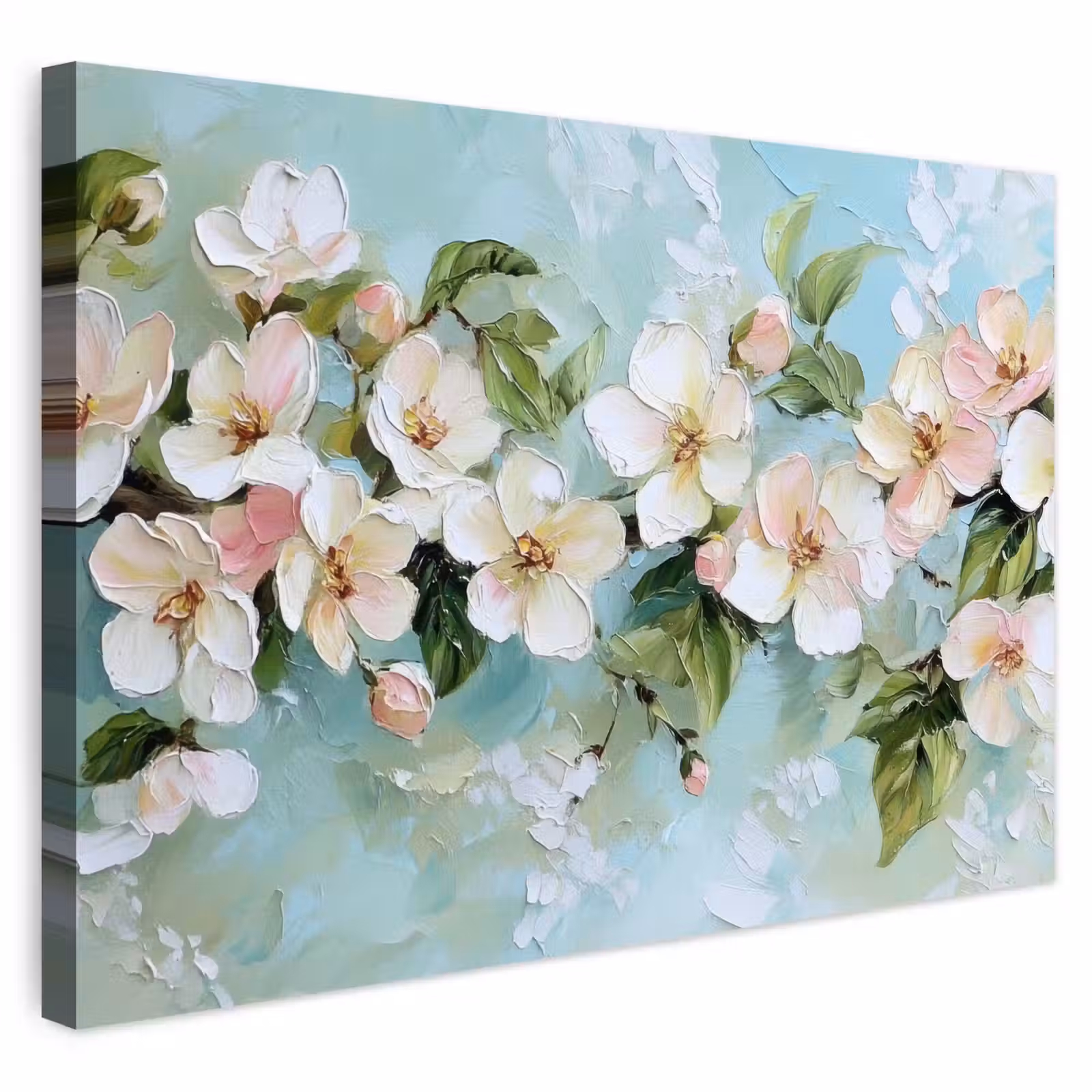 Buiten canvas - Bloesem - Bladeren - Lichtblauw — 1