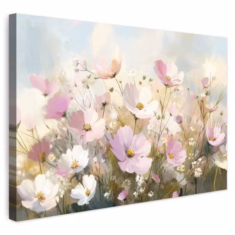 Buiten canvas - Bloemenveld - Lichte tinten - Geschilderd — 1