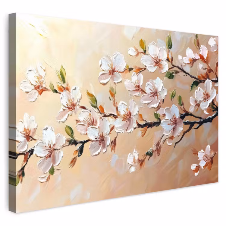 Buiten canvas - Bloesemtakken - Schilderachtig - Roze — 1