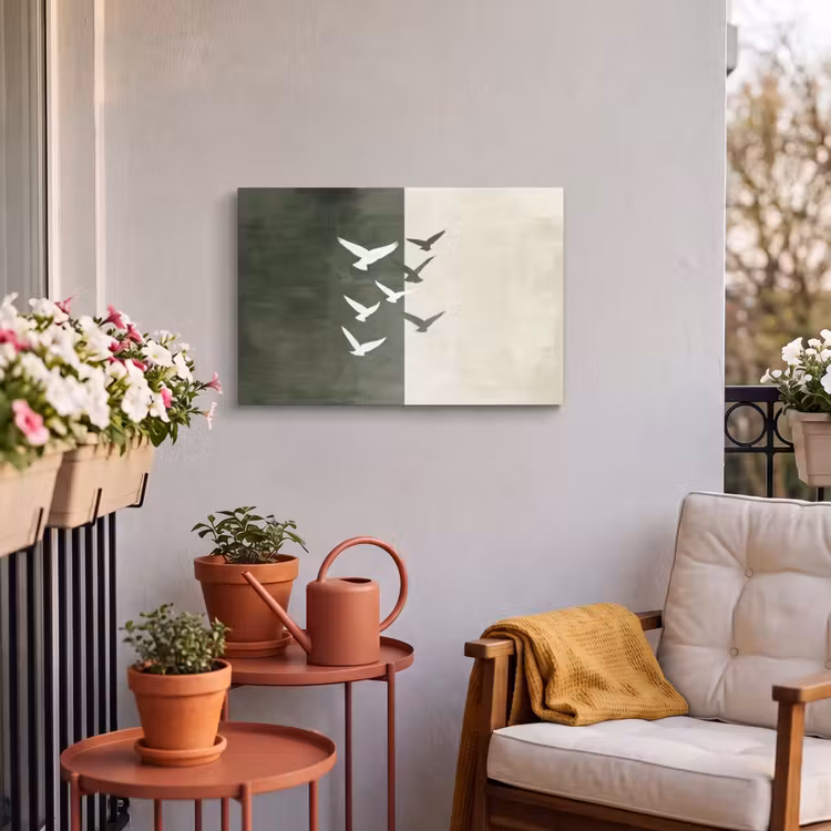 Buiten canvas - Japandi - Vogel - Groen — 4