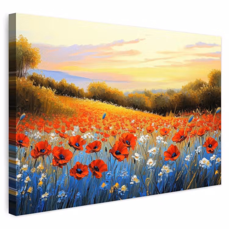 Buiten canvas - Klaproos - Bloemenveld - Kleurrijk — 1