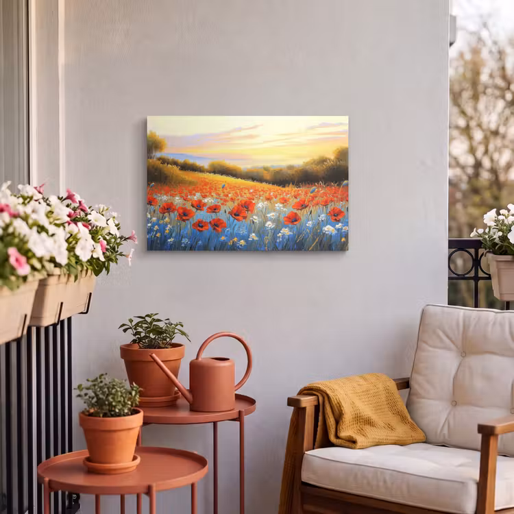 Buiten canvas - Klaproos - Bloemenveld - Kleurrijk — 3