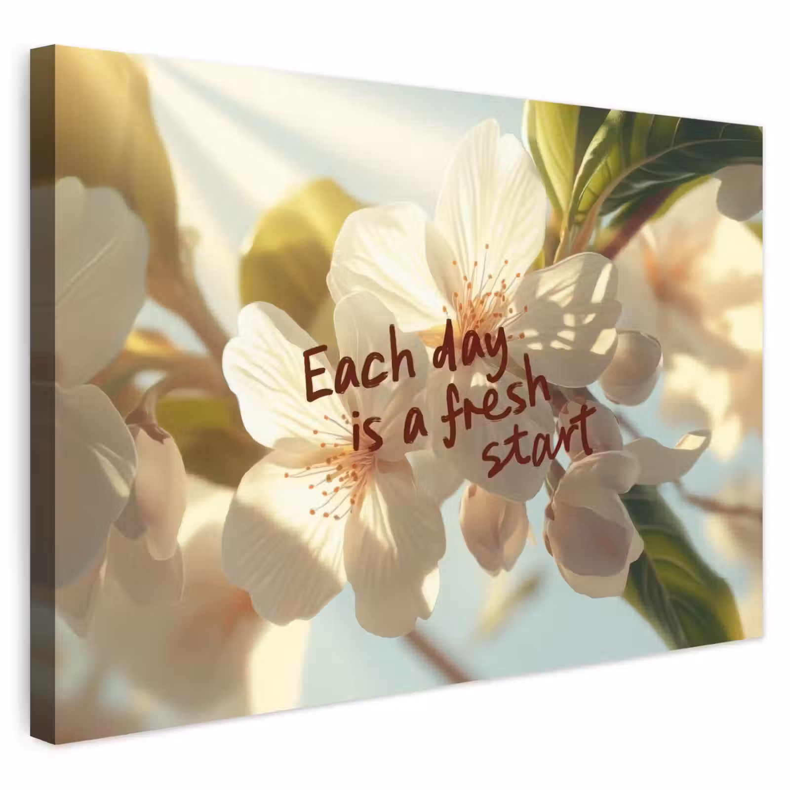 Buiten canvas - Bloesems - Zonlicht - Quote - Wit — 1