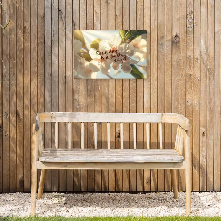 Buiten canvas - Bloesems - Zonlicht - Quote - Wit — 3