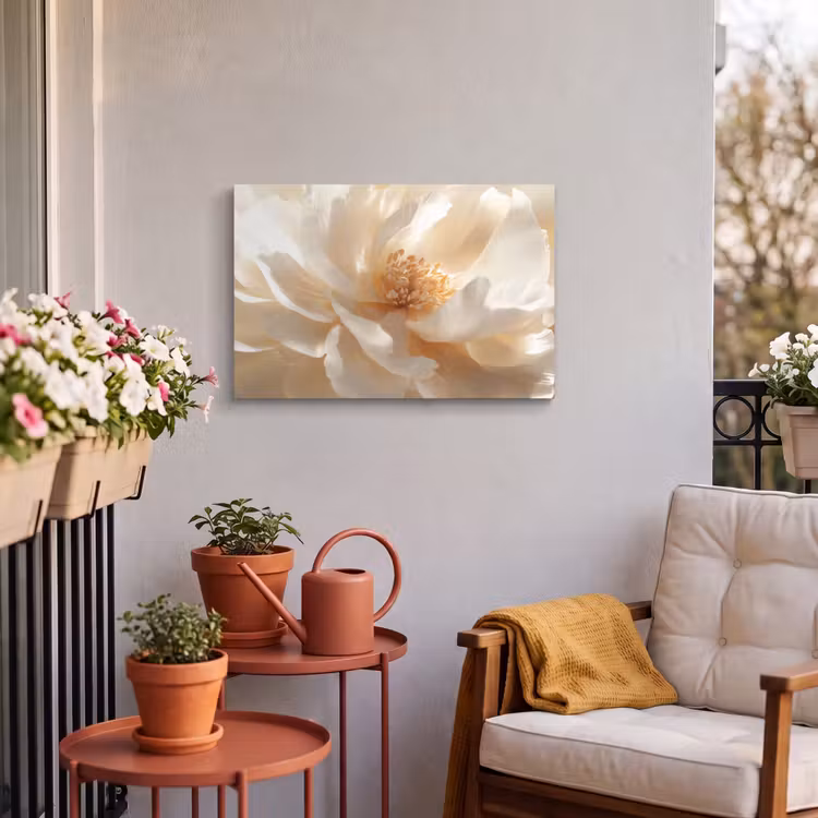 Buiten canvas - Close up - Pioenroos - Wit — 4