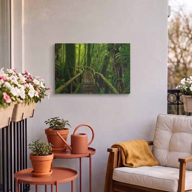Buiten canvas - Jungle - Brug - Mos - Natuur - Tropisch — 4
