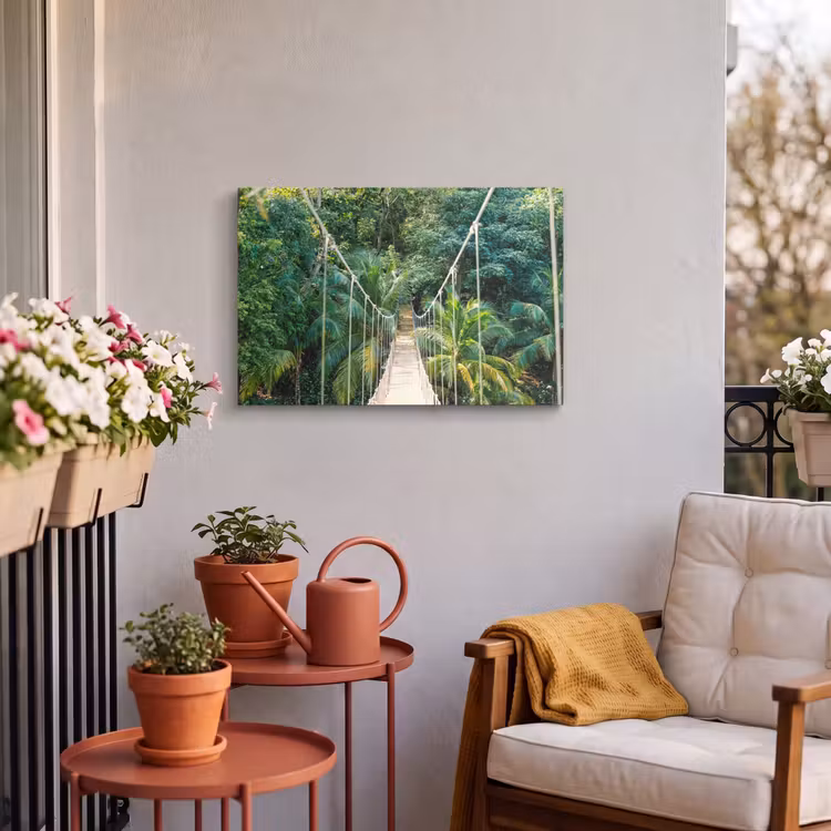 Buiten canvas - Jungle - Palmboom - Brug - Natuur - Planten — 3