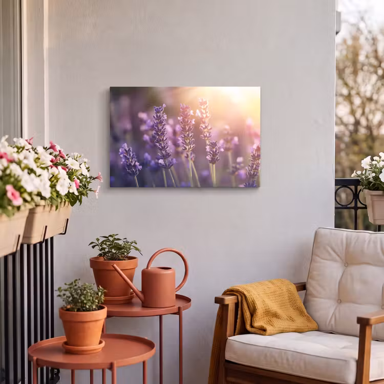 Buiten canvas - Lavendelbloemen - Paars - Zonlicht — 3
