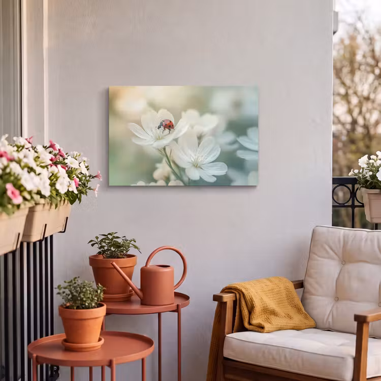 Buiten canvas - Lieveheersbeestje - Bloemen - Wit — 4