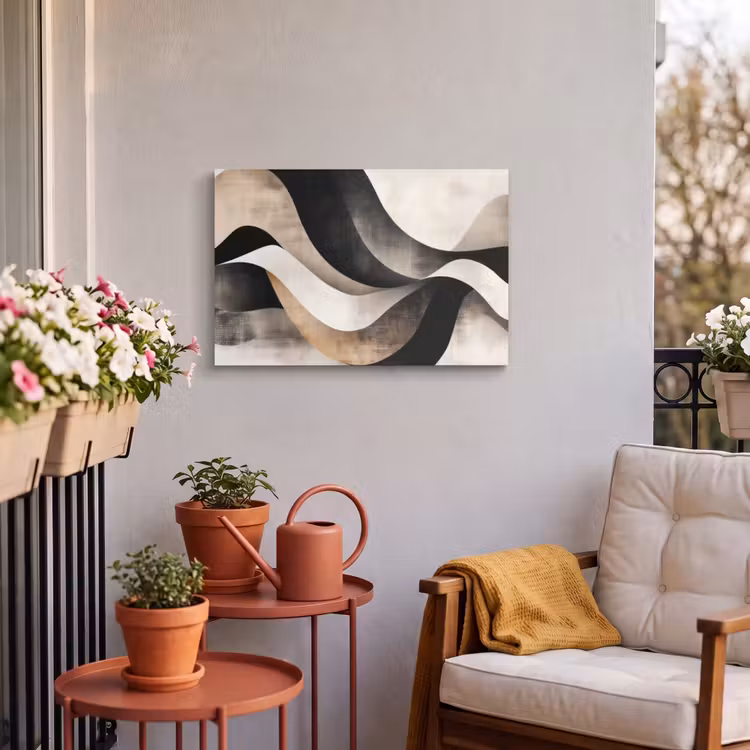 Buiten canvas - Abstract - Golven - Zwart - Verweerd — 4