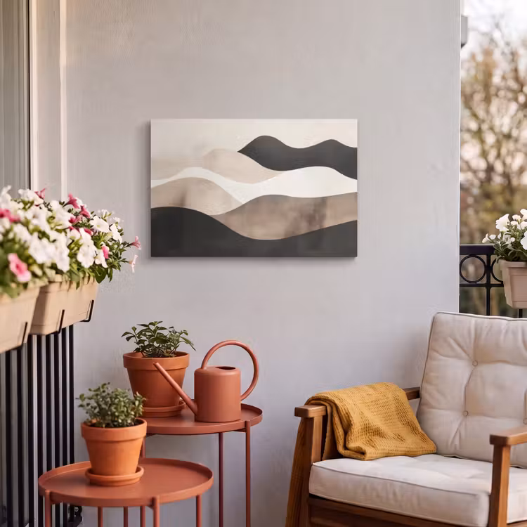 Buiten canvas - Abstract - Landschap - Golven - Crèmekleur — 4