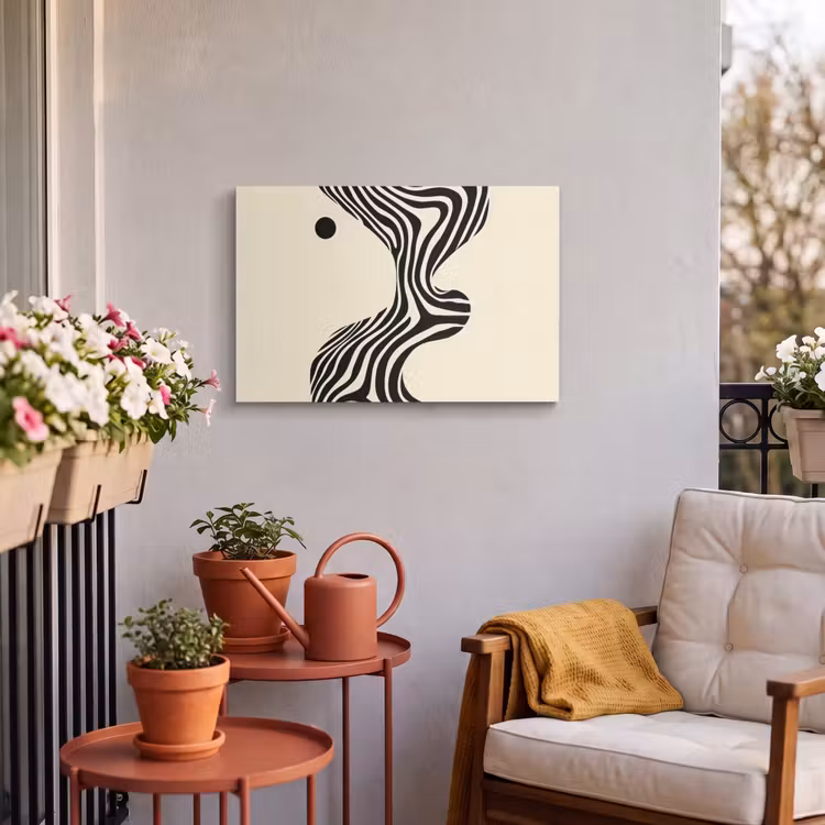 Buiten canvas - Beige - Lijnen - Golvend - Abstract — 4