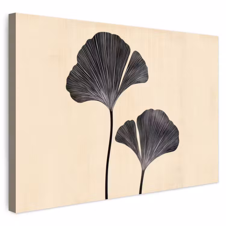 Buiten canvas - Bladeren - Minimalistisch - Zwart — 1