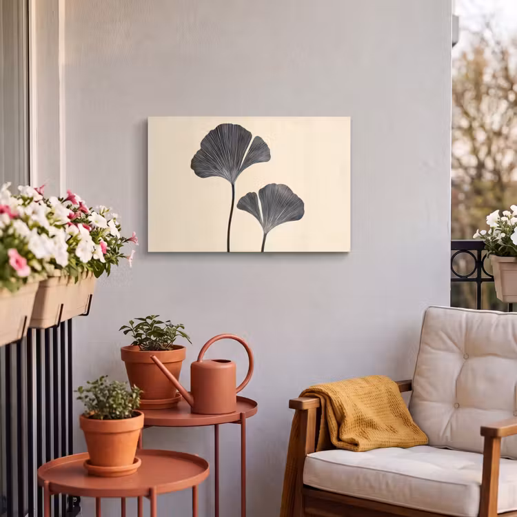 Buiten canvas - Bladeren - Minimalistisch - Zwart — 4