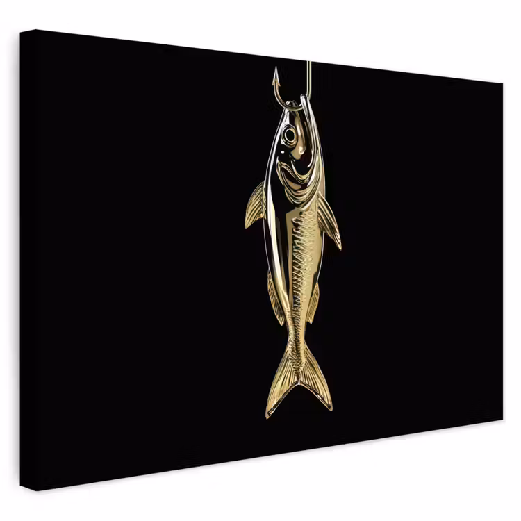 Buiten canvas - Goud - Vis - Haak - Zwart — 1