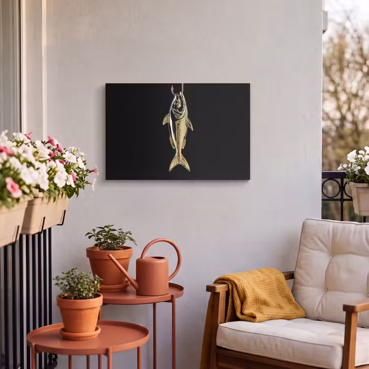 Buiten canvas - Goud - Vis - Haak - Zwart — 4