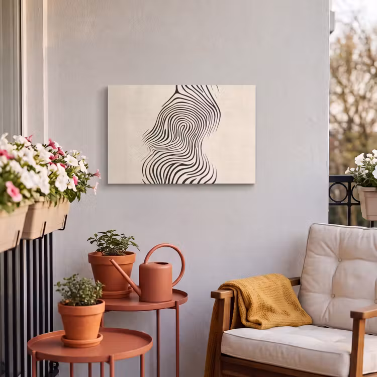Buiten canvas - Lijnen - Abstract - Golvend - Zwart — 4