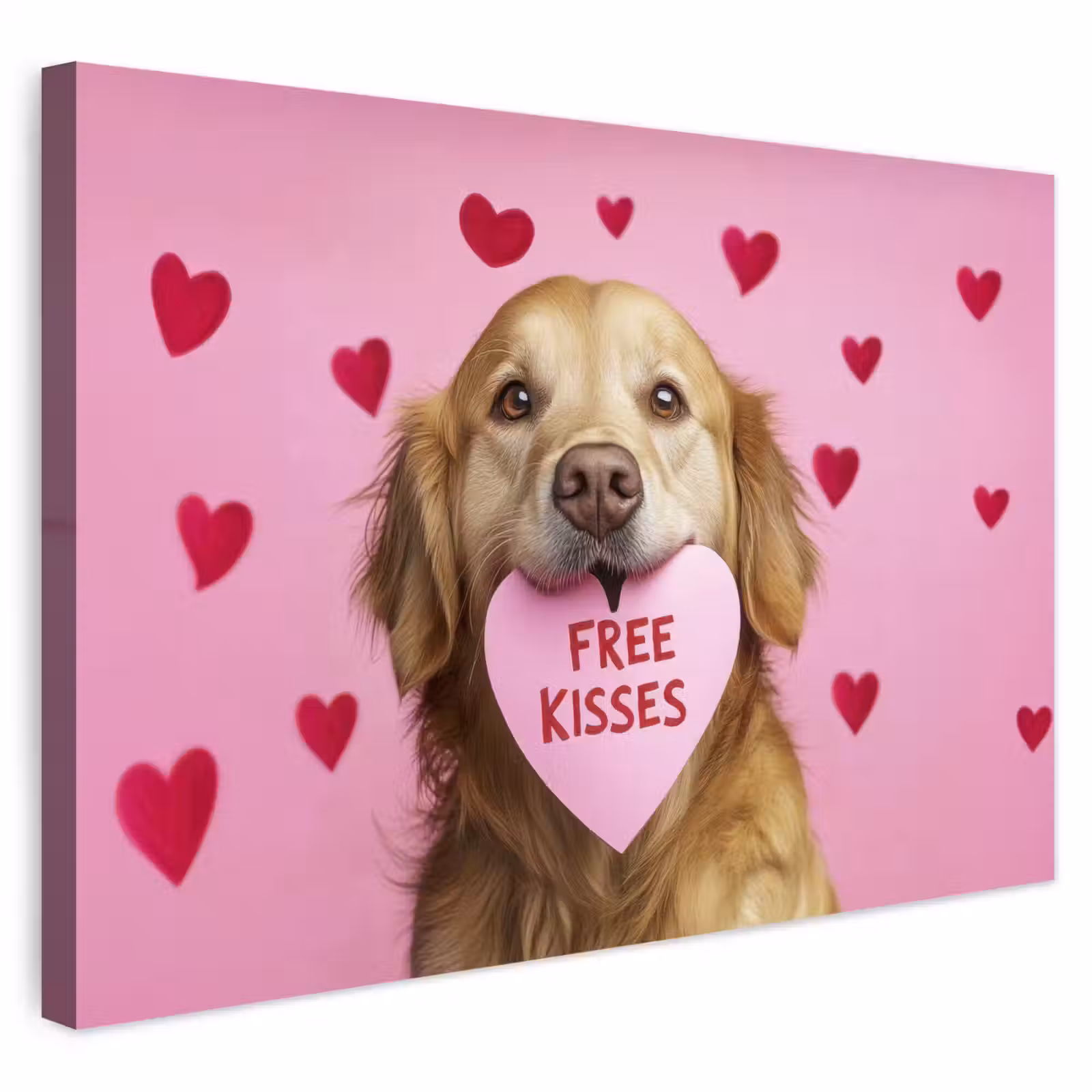 Buiten canvas - Hond - Kiss- Valentijn - Hartjes — 1