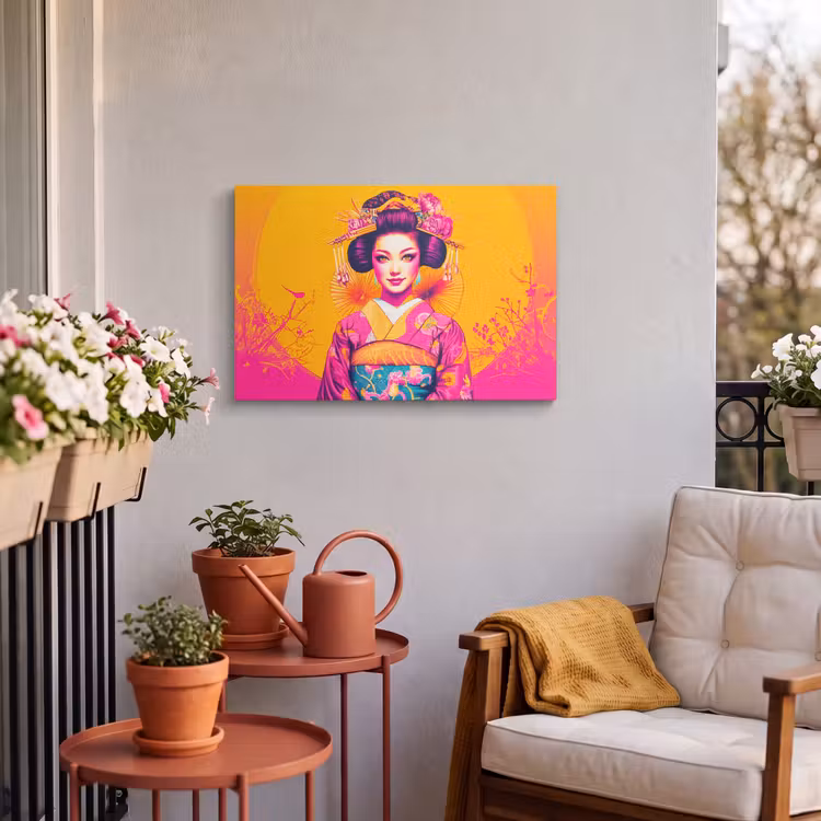 Buiten canvas - Bloemen - Vrouw - Kimono - Roze — 4