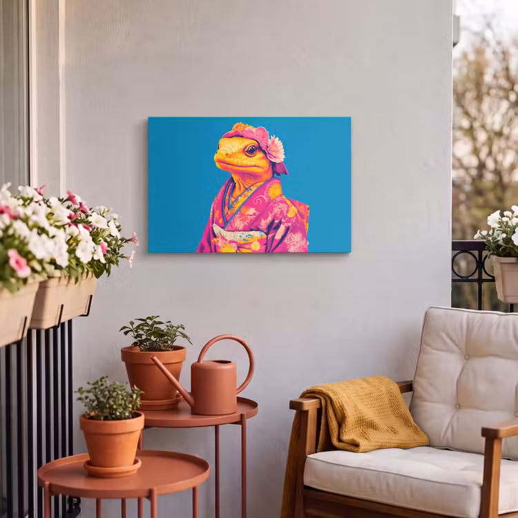 Buiten canvas - Bloemenkrans - Hagedis - Kimono - Paars — 3