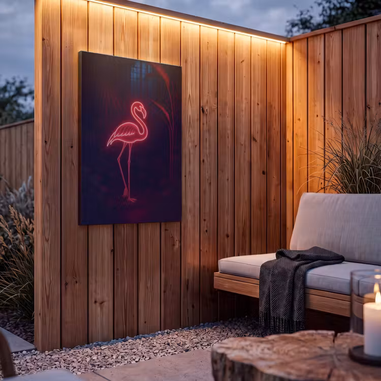 Buiten canvas - Flamingo - Roze - Neon - Licht — 4
