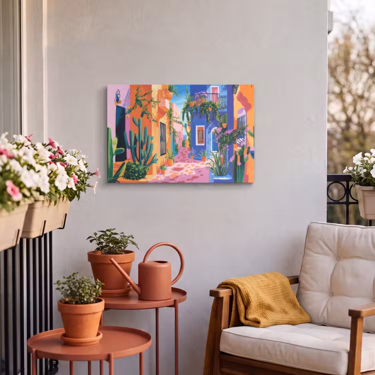 Buiten canvas - Geel - Blauw - Oranje - Huis — 3