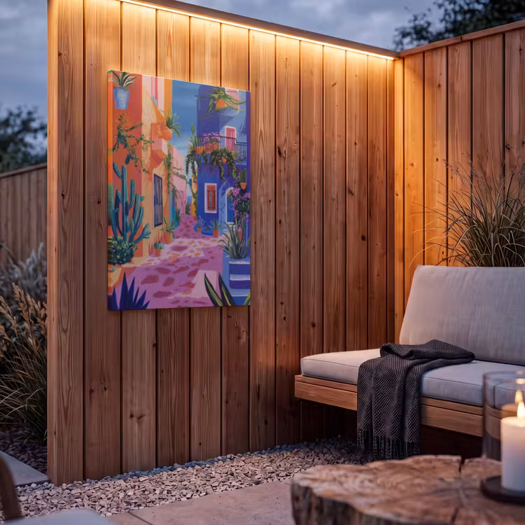 Buiten canvas - Geel - Blauw - Oranje - Huis — 4