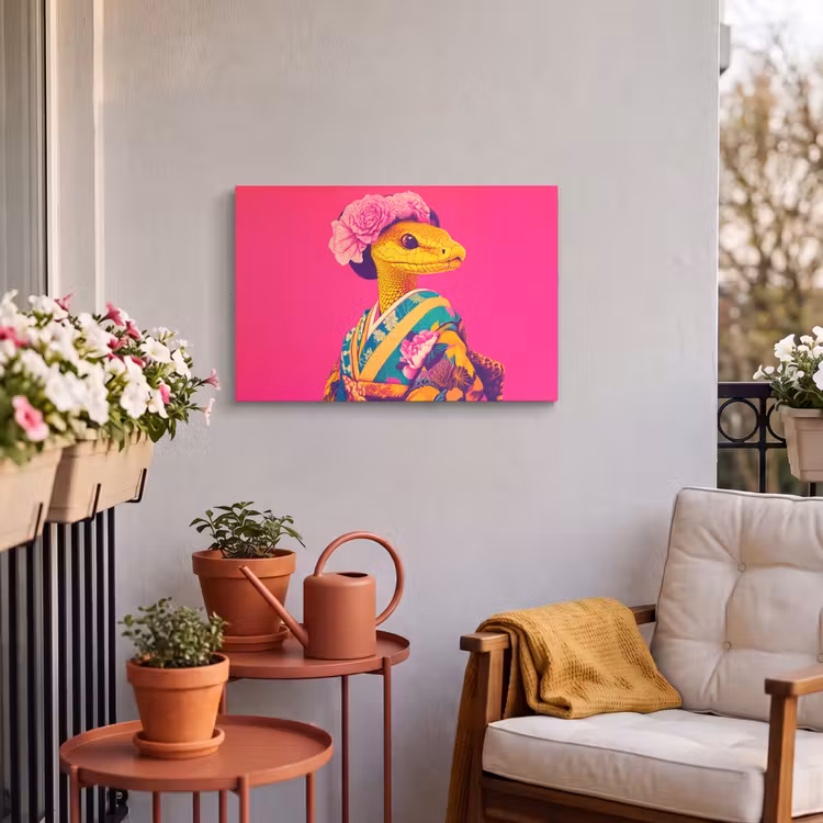 Buiten canvas - Hagedis - Bloemen - Roze - Kimono — 4
