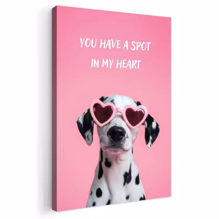 Buiten canvas - Hartjes - Hond - Valentijn - Roze — 1