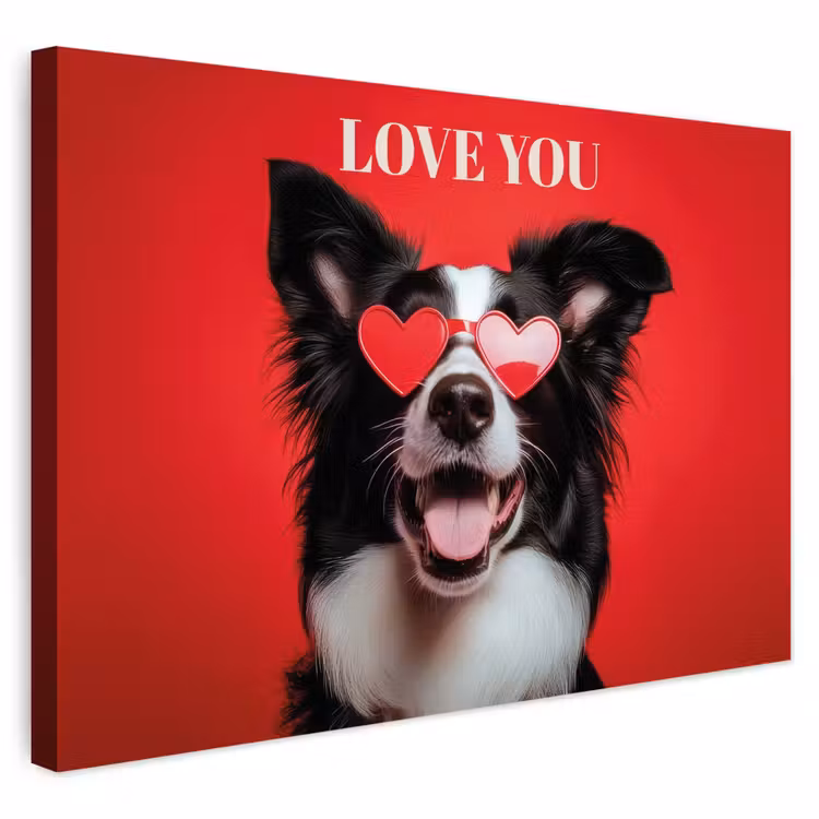 Buiten canvas - Hond - Hartjesbril - Loveyou - Rood — 1