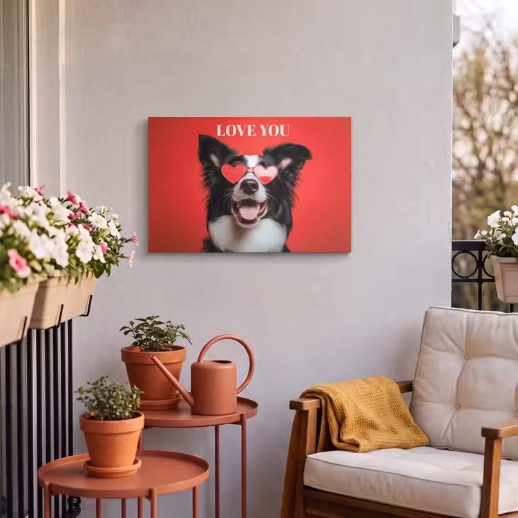 Buiten canvas - Hond - Hartjesbril - Loveyou - Rood — 4