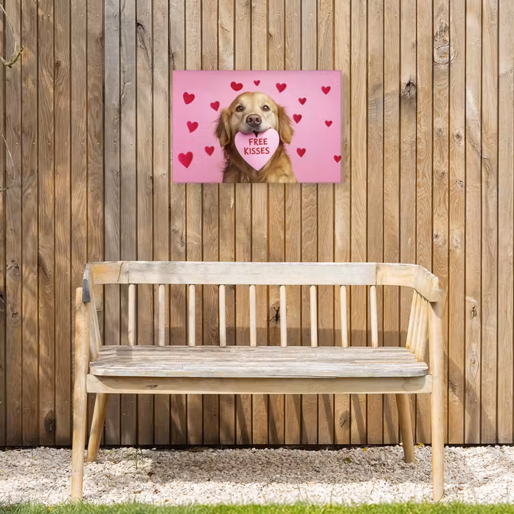 Buiten canvas - Hond - Kiss- Valentijn - Hartjes — 3
