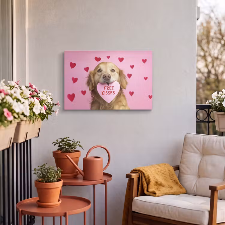 Buiten canvas - Hond - Kiss- Valentijn - Hartjes — 4