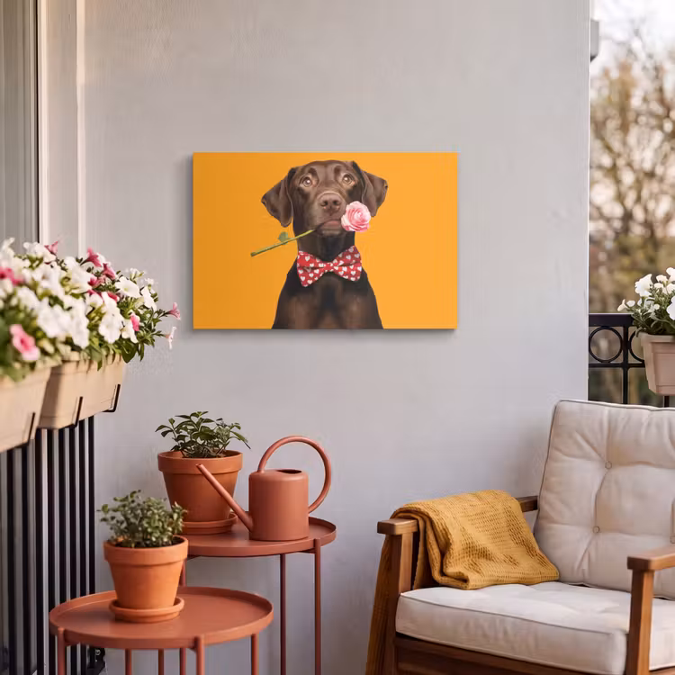 Buiten canvas - Hond - Oranje - Roos - Valentijn — 4