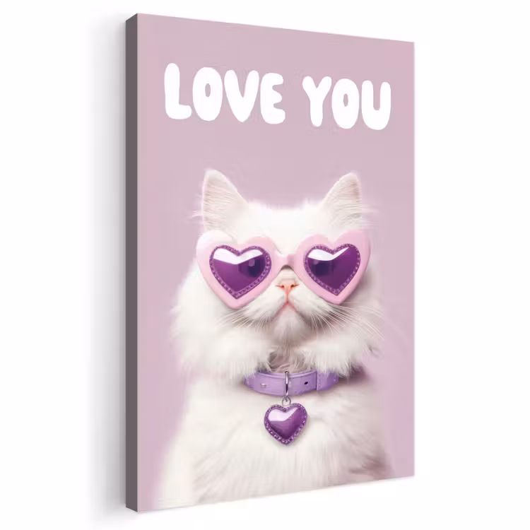 Buiten canvas - Kat - Love - Paars - Valentijn — 1