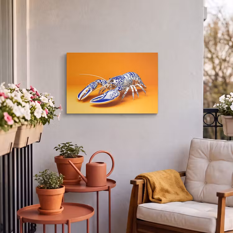 Buiten canvas - Kreeft - Delftsblauw - Schild - Stoer - Oranje — 3