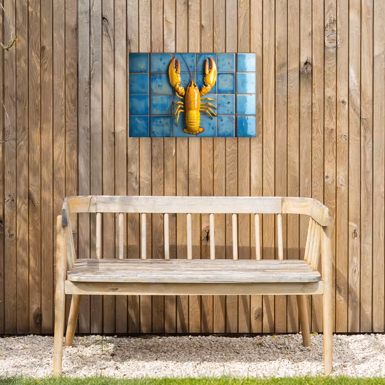 Buiten canvas - Kreeft - Geel - Blauw - Tegels — 3