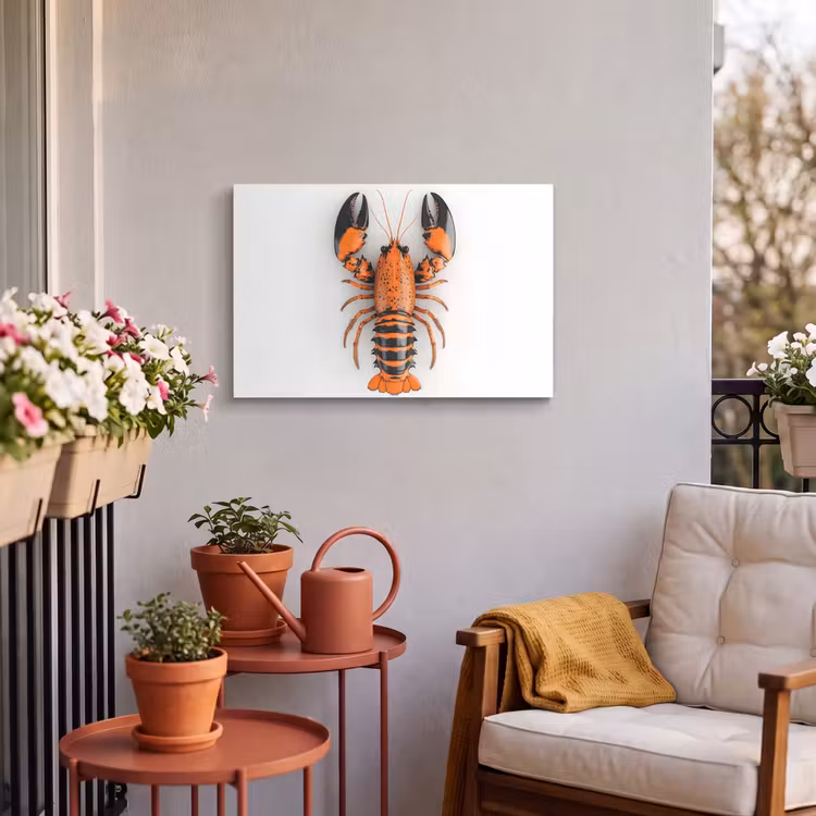 Buiten canvas - Kreeft - Zwart - Oranje - Wit - Uniek — 3