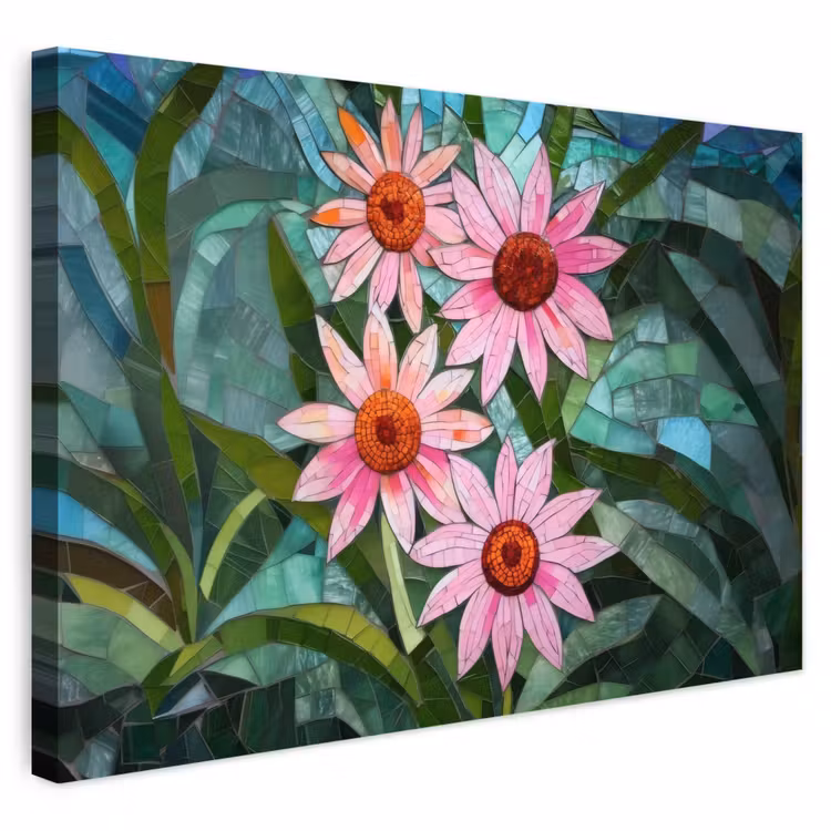 Buiten canvas - Bloemen - Roze - Glasmozaïek — 1