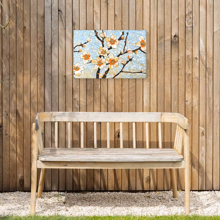 Buiten canvas - Bloesems - Wit - Mozaïek - Tak — 3