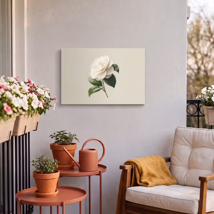 Buiten canvas - Cameliabloem - Wit - Groen — 3