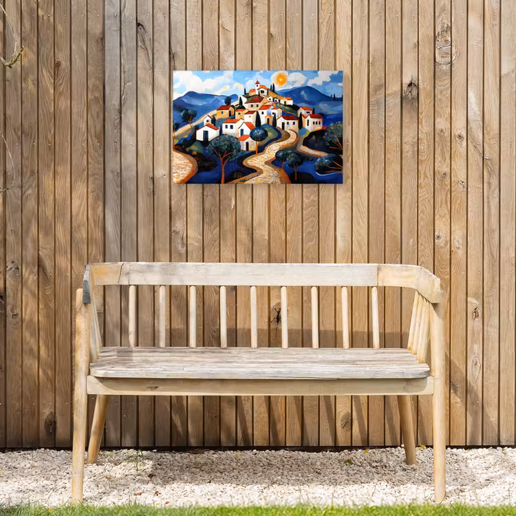 Buiten canvas - Dorp - Heuvelachtig - Zon - Mozaïek — 3