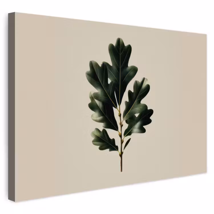 Buiten canvas - Eikenbladeren - Beige - Groen - Golvende randen — 1