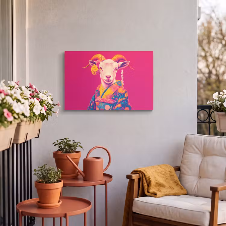 Buiten canvas - Geit - Hoorns - Kimono - Kleurrijk — 3