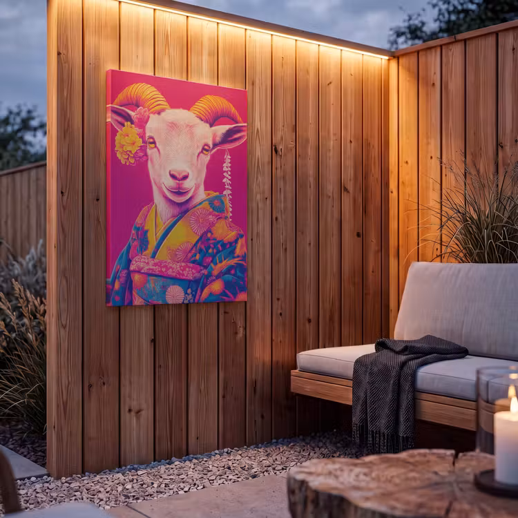 Buiten canvas - Geit - Hoorns - Kimono - Kleurrijk — 4