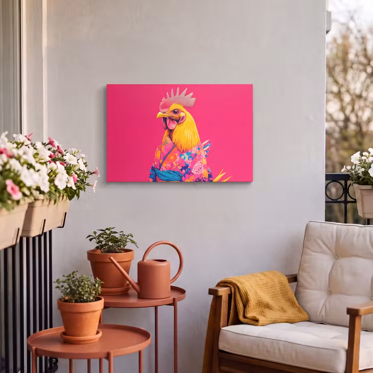 Buiten canvas - Haan - Kleurrijk - Kimono - Roze — 3