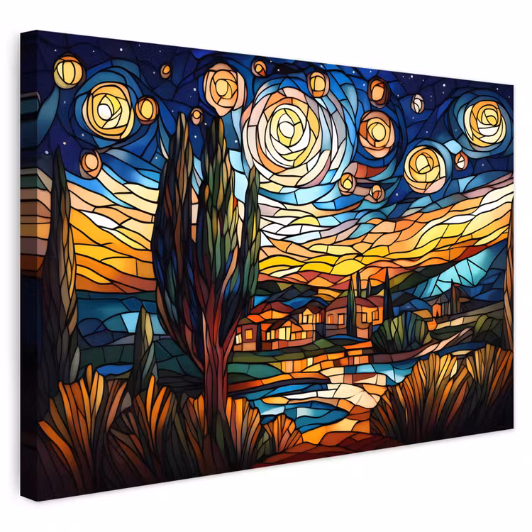 Buiten canvas - Hemel - Sterren - Mozaïek - Huizen — 1