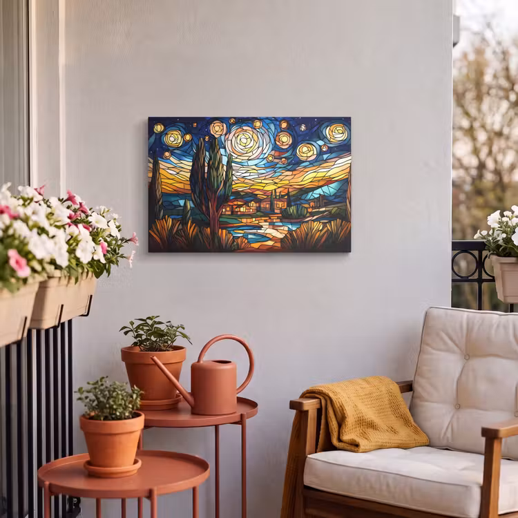 Buiten canvas - Hemel - Sterren - Mozaïek - Huizen — 4