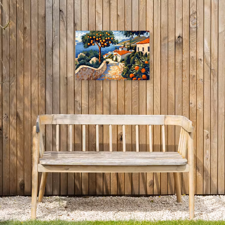 Buiten canvas - Huizen - Mozaïek - Sinaasappelbomen - Zee — 3