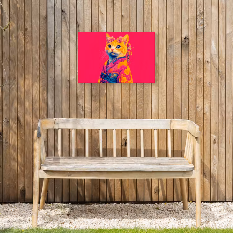Buiten canvas - Kat - Kimono - Bloemen - Roze — 3